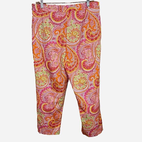 Bushwacker Boho Psychedelic Paisley Capri Pants Sz 10 Retro Y2K Festival Vibes - Picture 2 of 7